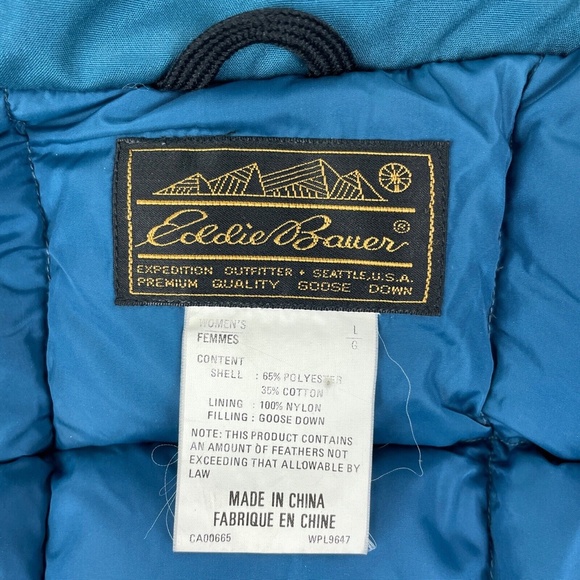 Vintage Eddie Bauer Women's Size L Goose Down Vest Blue - Picture 5 of 5